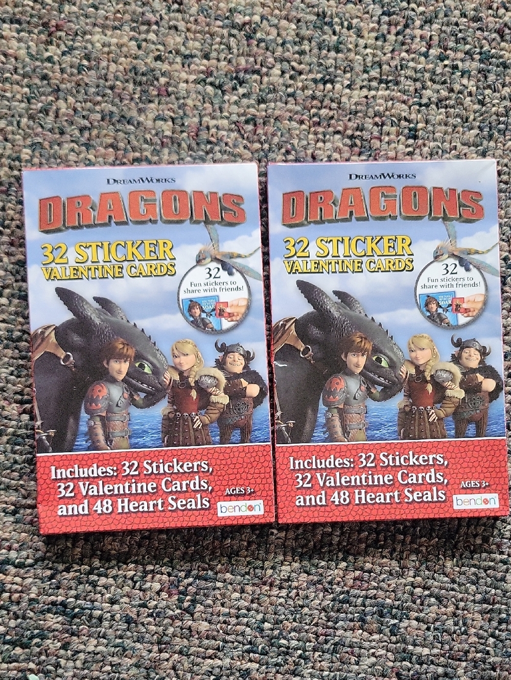 🔥5/$20 Dreamworks Dragons Valentine Sticker Cards - Red, Blue